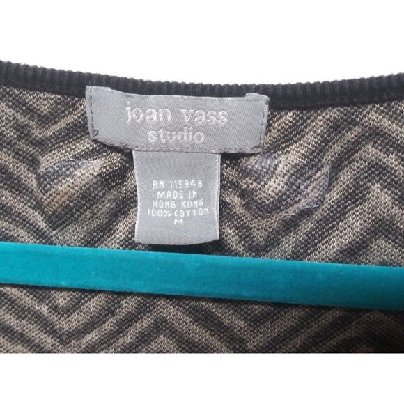 JOAN VASS STUDIO top thick knit stretch pullover sweater Sz M geometric zigzag - Picture 9 of 9